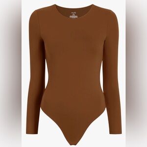 Nuuds long sleeve crewneck bodysuit, chocolate color, size medium